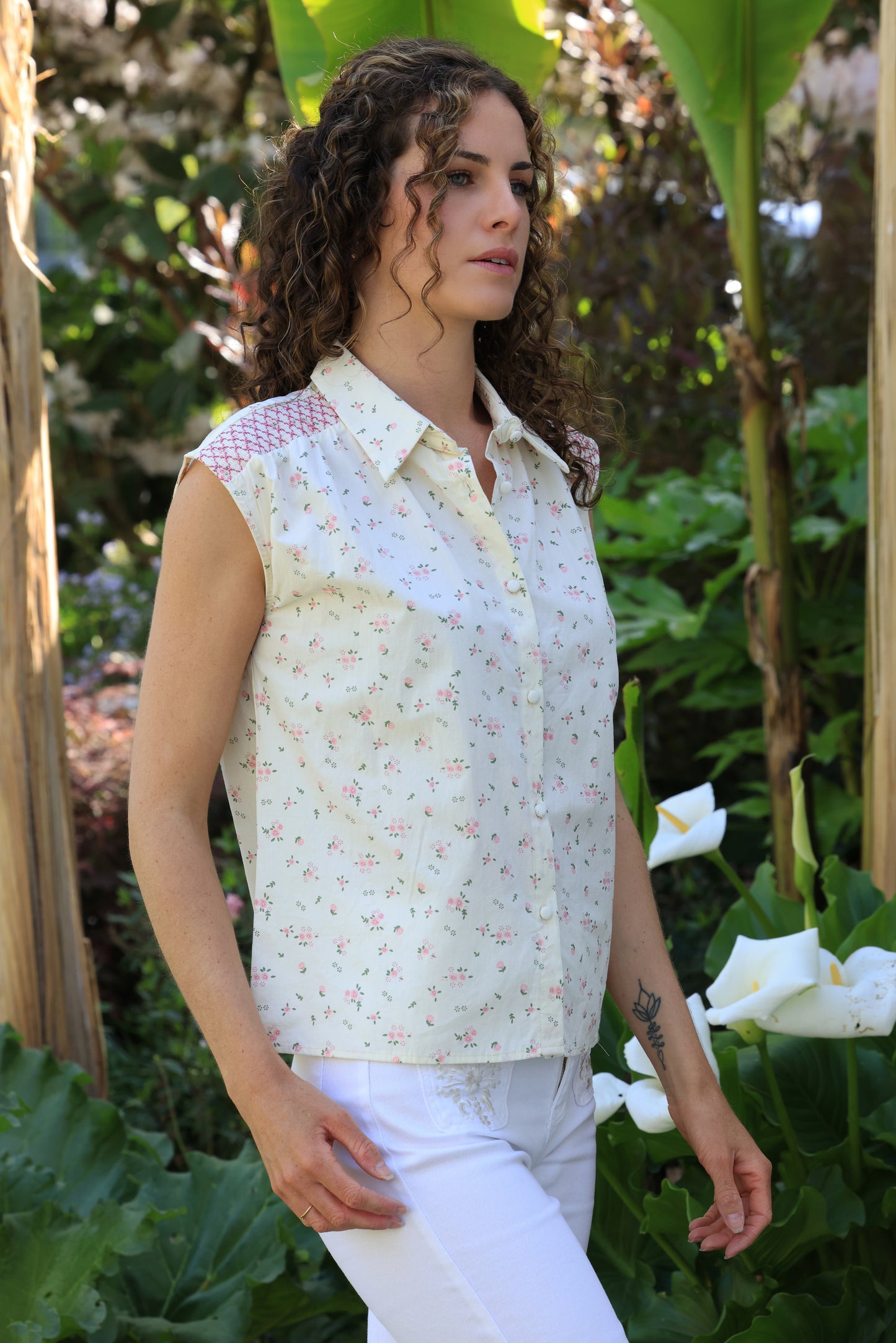 Chemise Clarisse - Liberty crème et rose