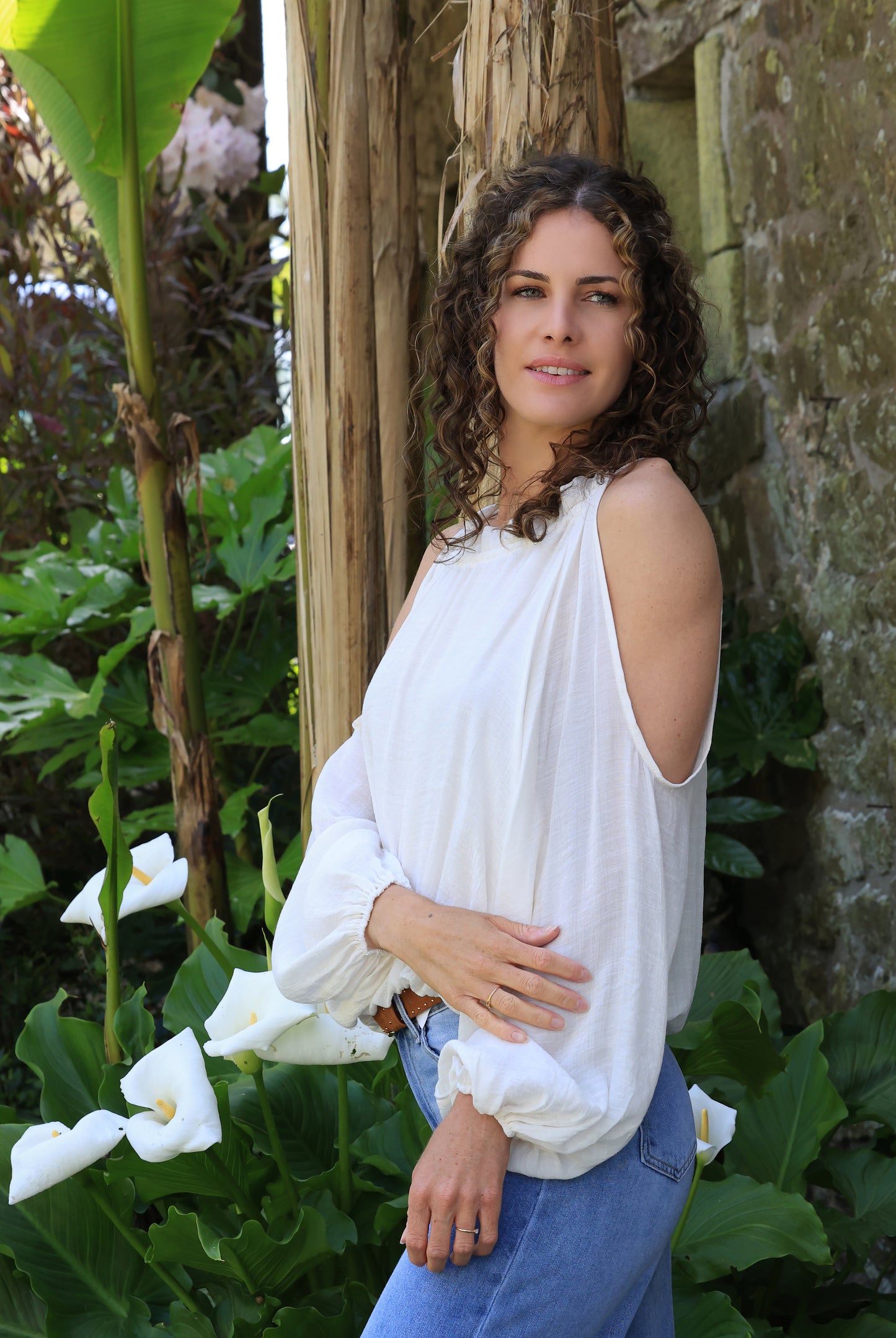 Blouse Lison - épaules nues crème