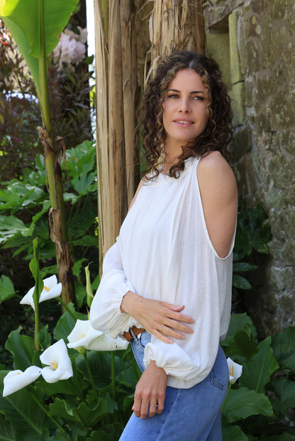 Blouse Lison - épaules nues crème
