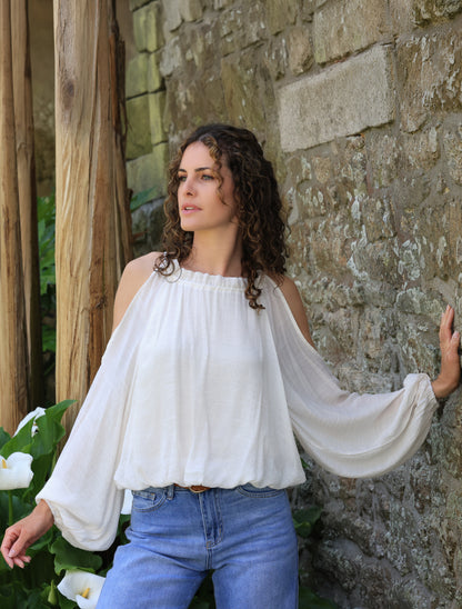 Blouse Lison - épaules nues crème