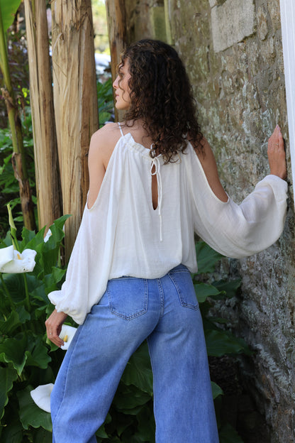 Blouse Lison - épaules nues crème