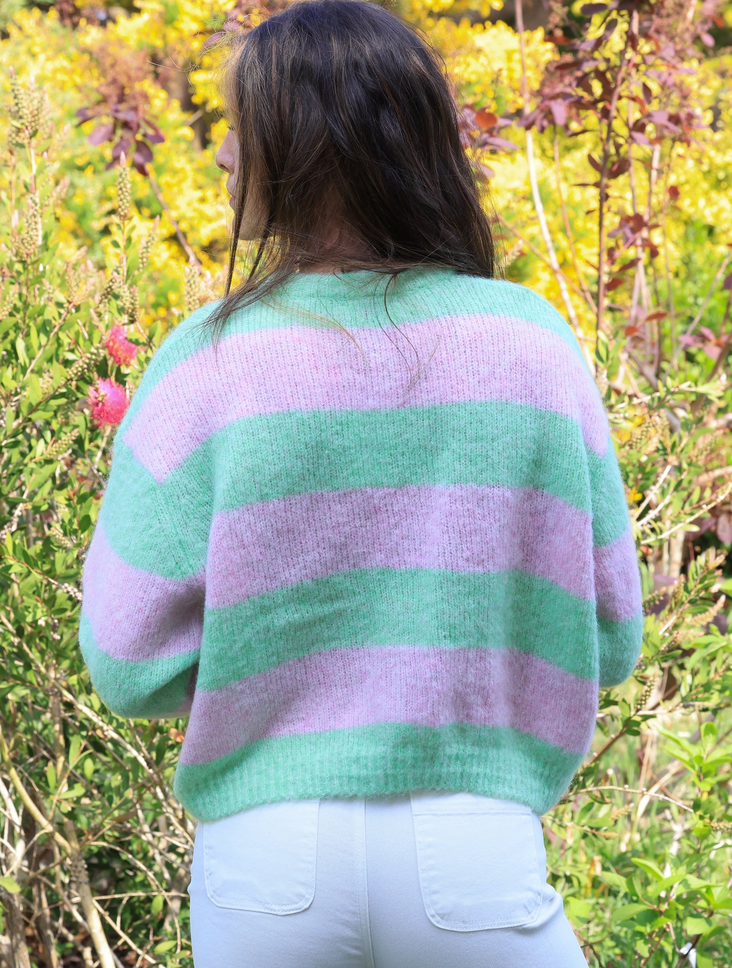 Gilet Masha - rayures menthe et guimauve