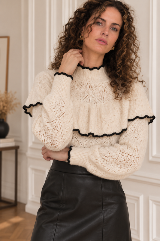 Pull Annabelle - ivoire et noir