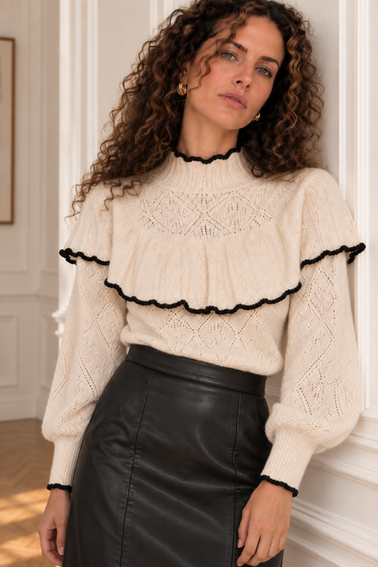 Pull Annabelle - ivoire et noir