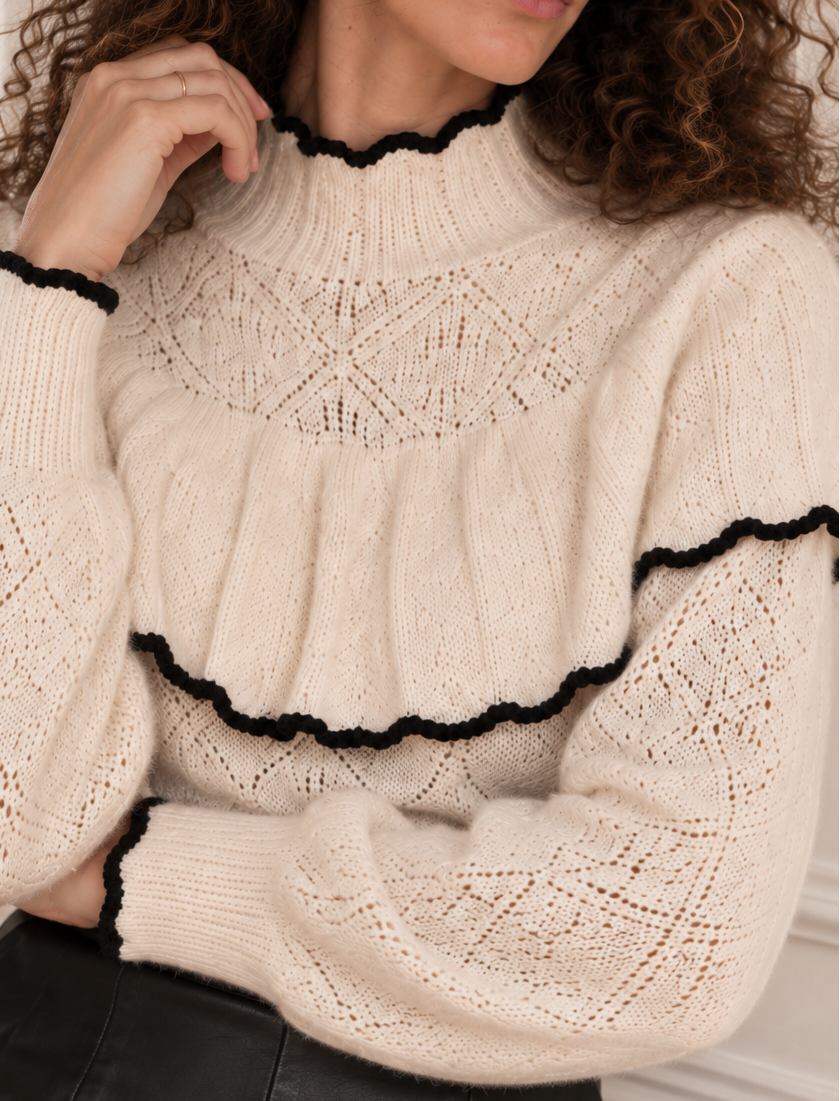 Pull Annabelle - ivoire et noir