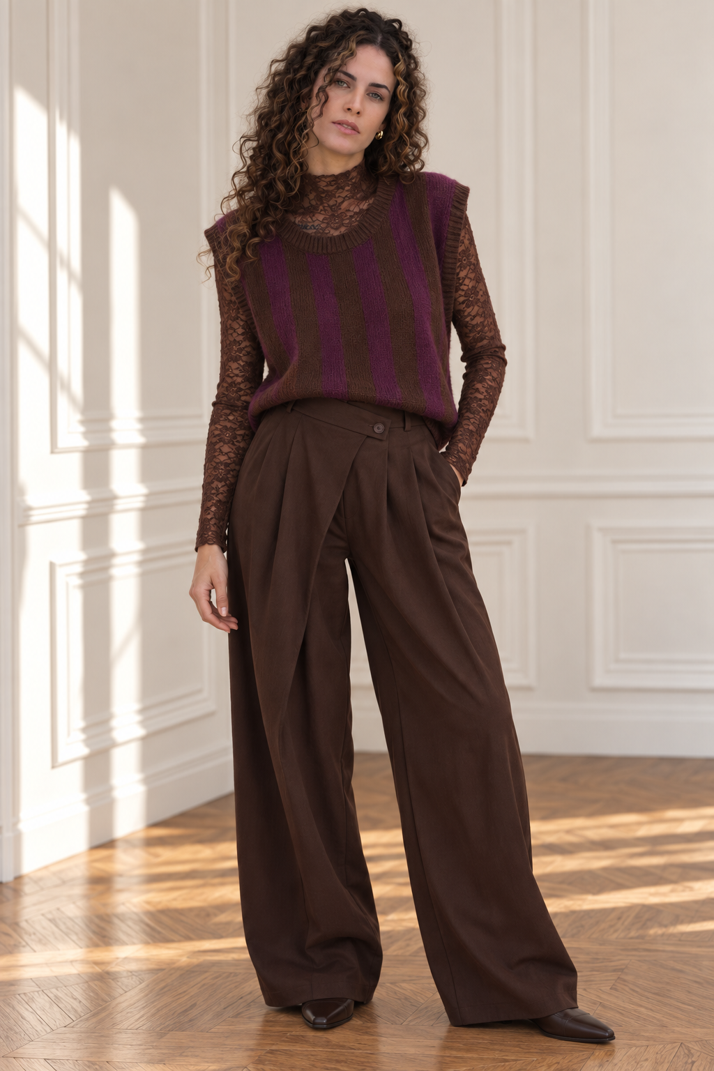 Gilet Rebecca - prune & choco