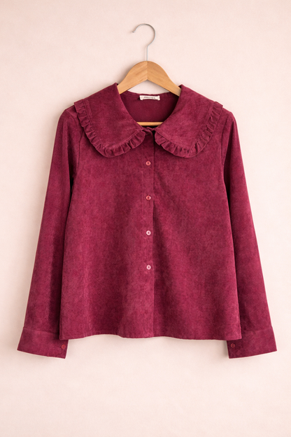  Chemisier Iris en velours bordeaux classique - Polyester - Albano's