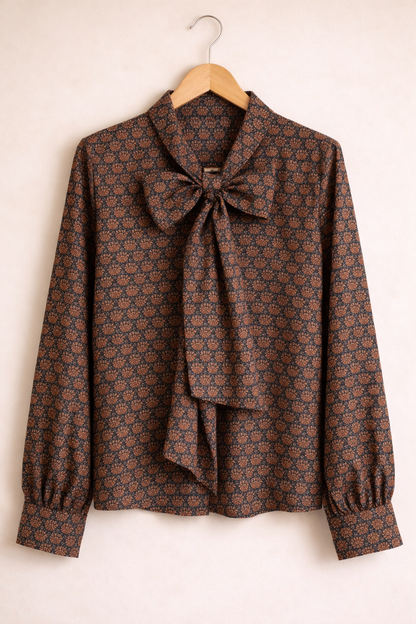  Vue d'ensemble blouse Isadora - 100% coton imprimé brun style romantique chic Lily Rose