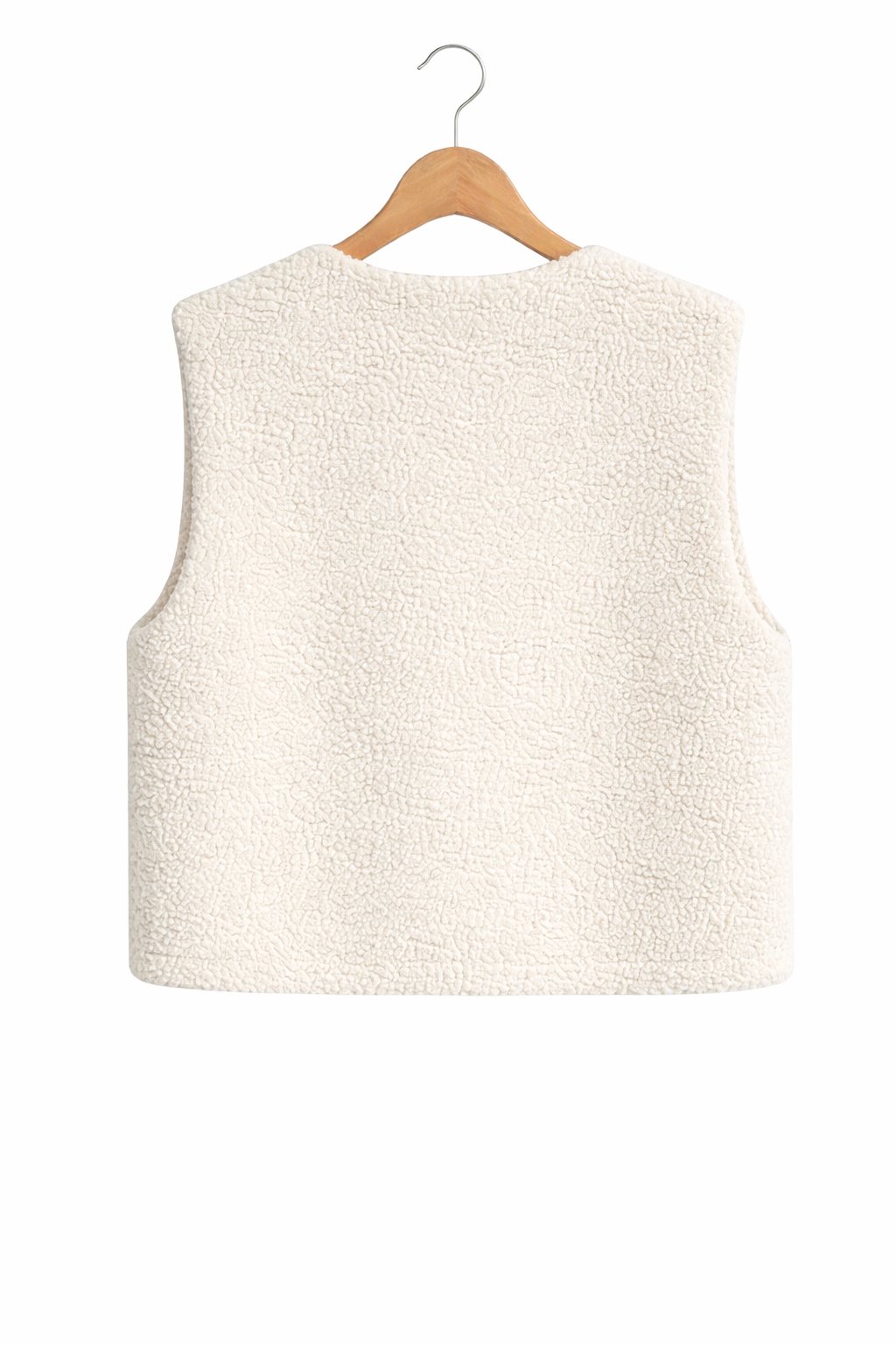 Vue dos gilet femme Garance sans manche sherpa  finitions broderies style bohème chic
