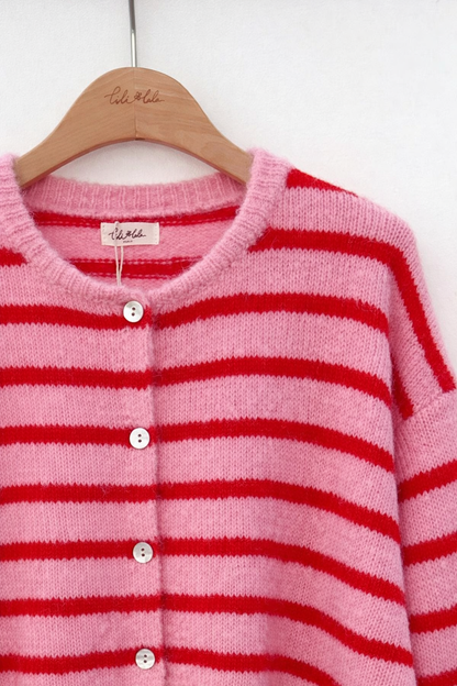 Vue détails et boutons nacre gilet femme Clémence - maille recyclée
