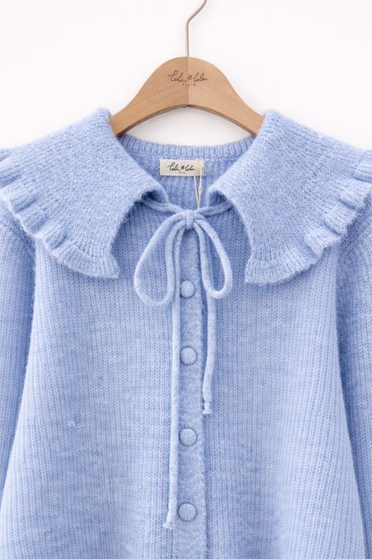 Vue maille douce gilet femme Léonie - col géant signature
