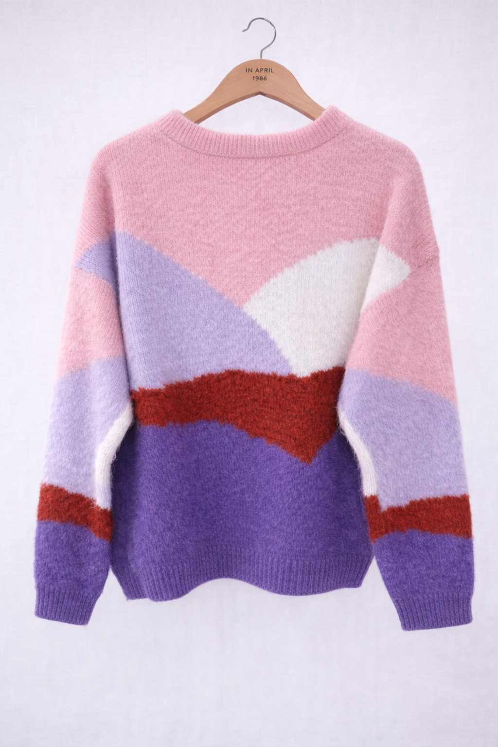 vue dos Pull femme Louison tricolore parme rose bordeaux maille douce recyclée - Lili&lala
