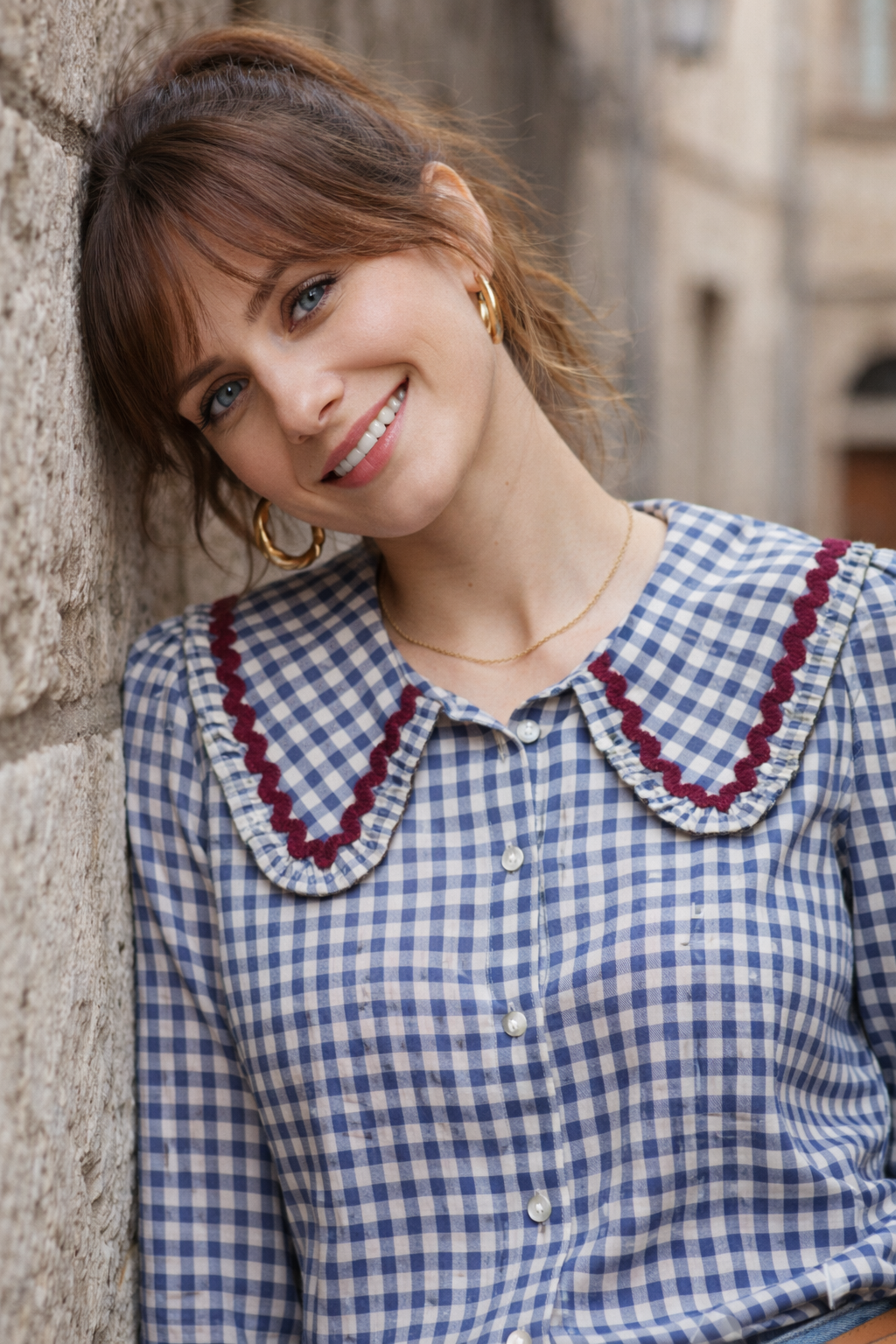 autre vue portée Chemisier vichy Odette style chic rétro intemporel
