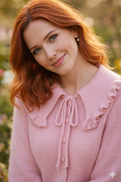 autre vue portée gilet Léonie rose style bohème chic lumineux
