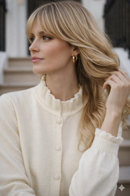 autre vue Gilet Célia crème  style bohème citadin moderne
