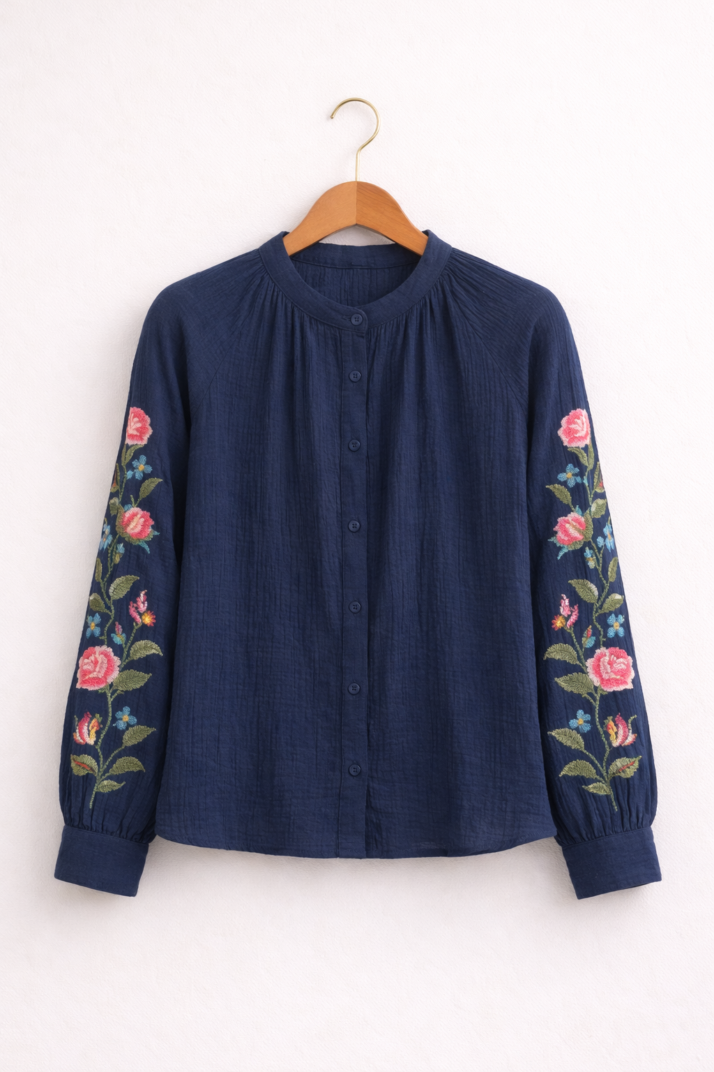 Blouse Agathe bleu marine 100% coton - style intemporel