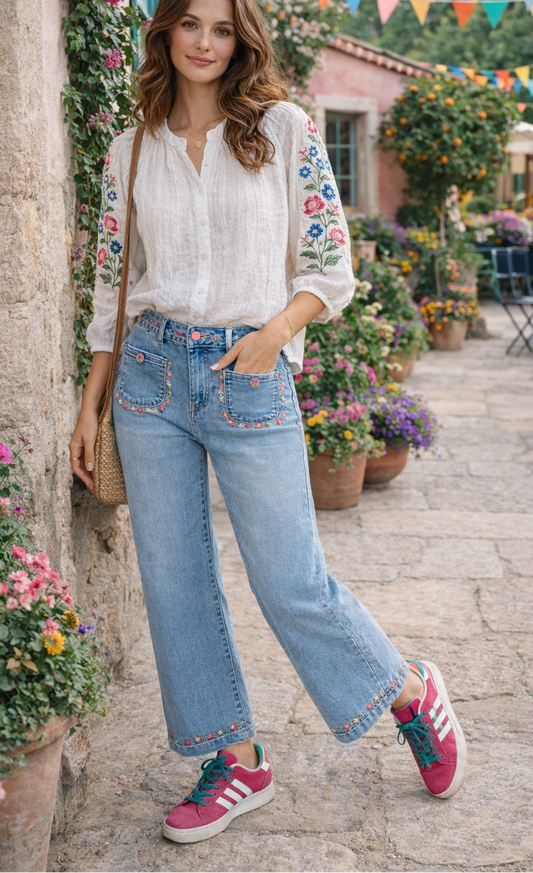 Look bohème avec jean Janis wide leg et top fluide - Anouk et les chic filles