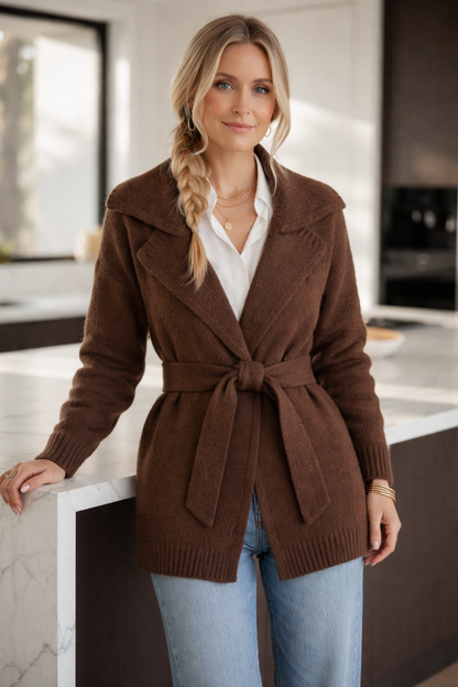 Gilet Inès long ceinturé à la taille - look bohème chic femme