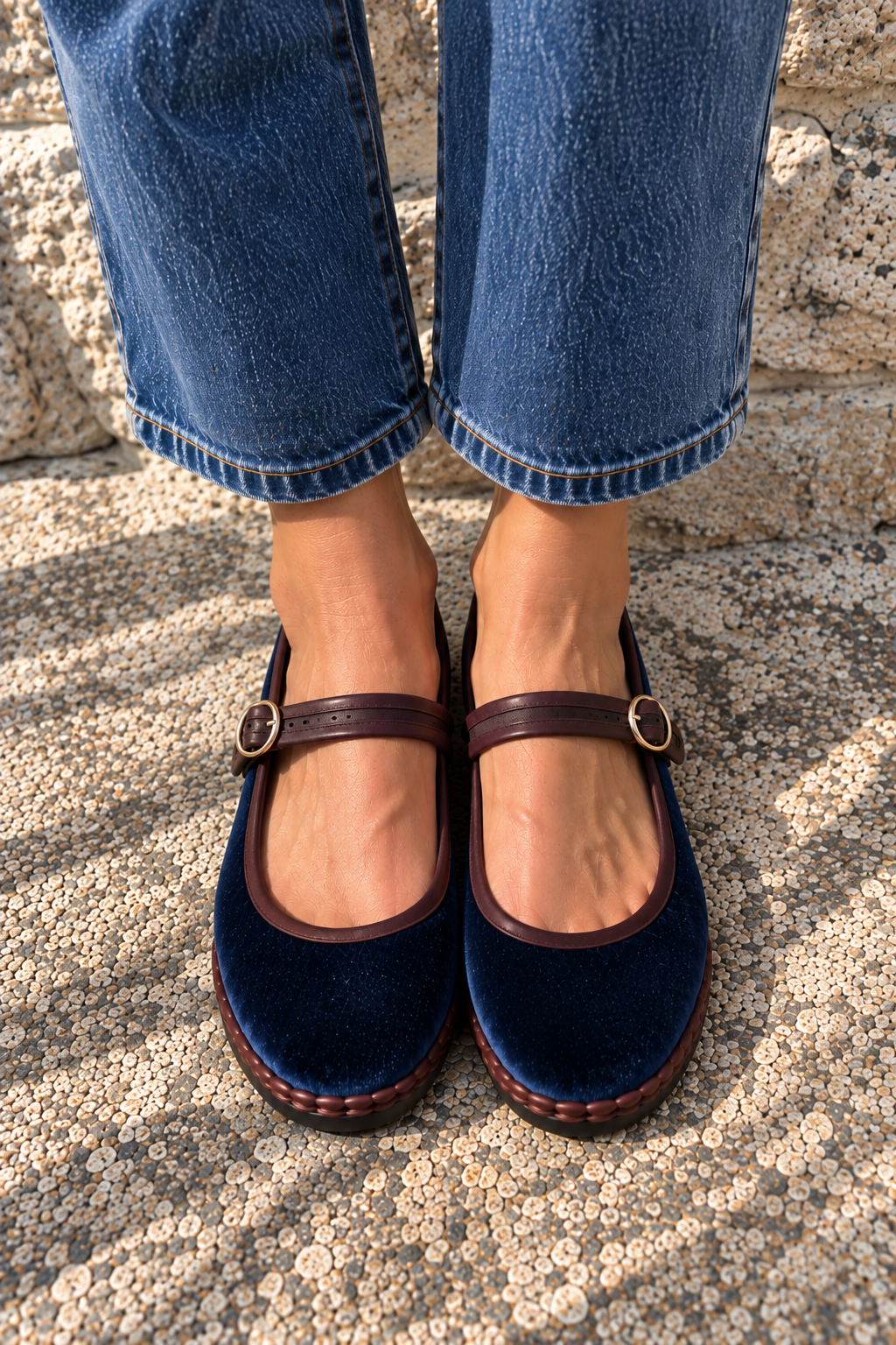 Ballerines Mérédith - Bleu et Choco