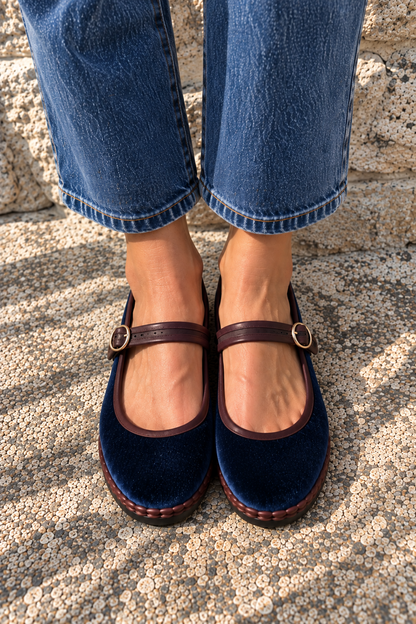 Ballerines Mérédith - Bleu et Choco