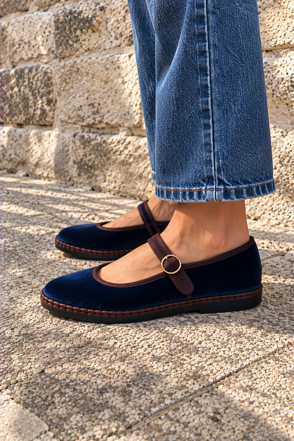 Ballerines Mérédith - Bleu et Choco