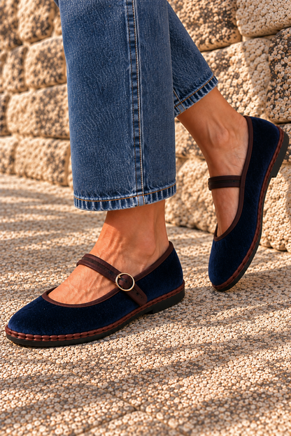Ballerines Mérédith - Bleu et Choco