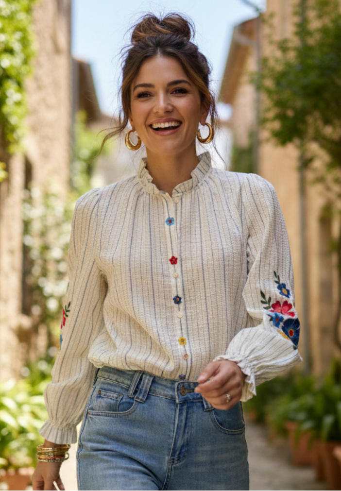 Blouse Flora portée - style bohème chic poétique
