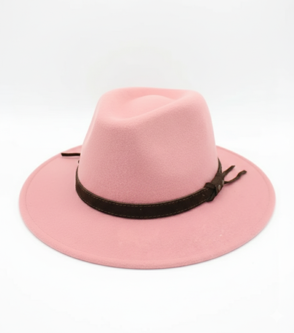 Chapeau femme Fedora Alba rose pâle poudré en laine 100% imperméable 