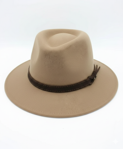 Chapeau femme Fedora Alba beige foncé sable en laine 100% imperméable 