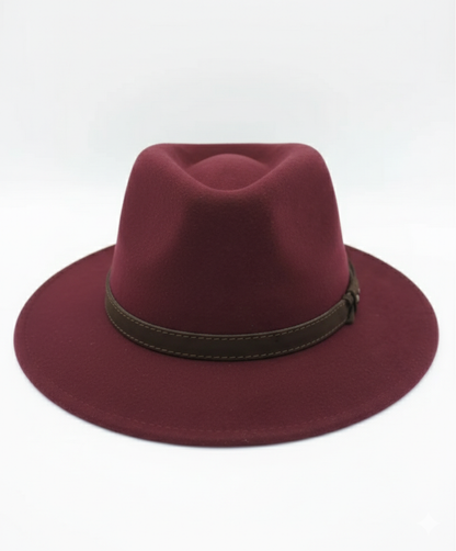 Chapeau femme Fedora Alba bordeaux en laine 100% imperméable - vue de face