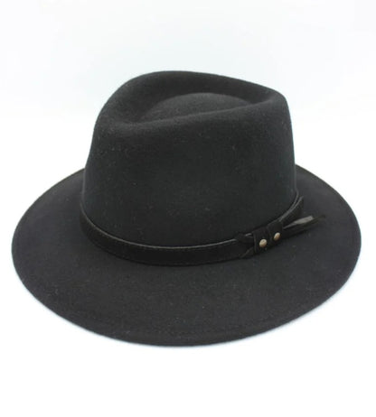 Chapeau Fedora Alba noir avec ruban daim ton sur ton - détail made in Italy
