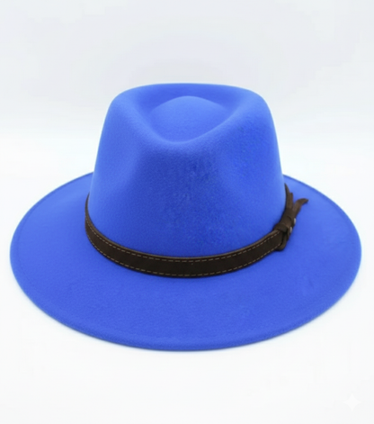 Chapeau femme Fedora Alba bleu roi en laine 100% imperméable - vue de face