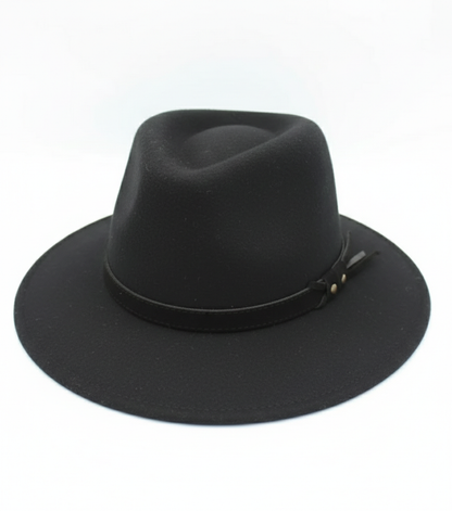 Chapeau femme Fedora Alba noir en laine 100% imperméable - vue de face