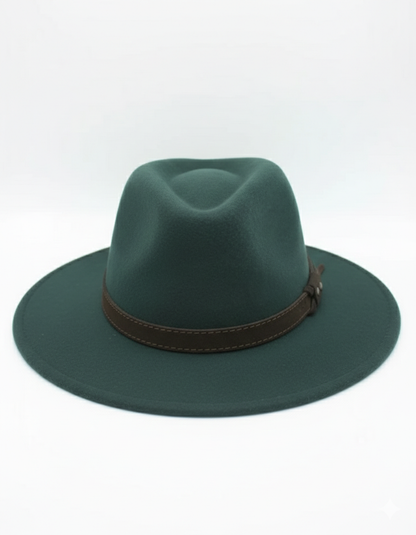 Chapeau femme Fedora Alba vert émeraude en laine 100% imperméable - vue de face