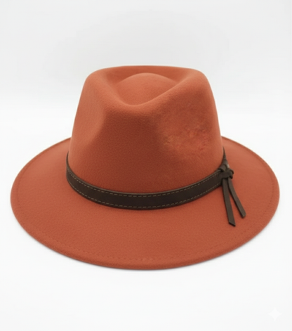 Chapeau femme Fedora Alba terre de sienne rouille en laine 100% imperméable - vue de face
