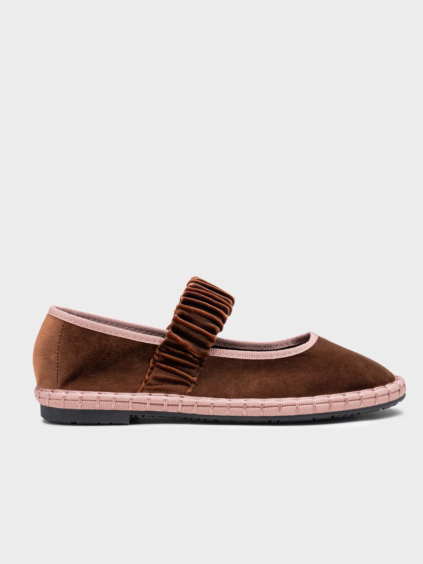 Ballerines femme Nadal Mary Jane velours brun épicé - vue de face
